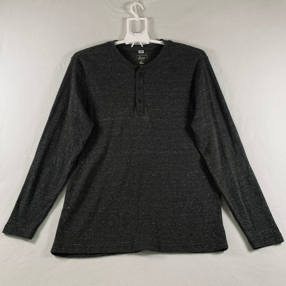 G.H. Bass & Co. Men's Long Sleeve Classic Henley Shirt Gray Heathered Size XL - Picture 4 of 12